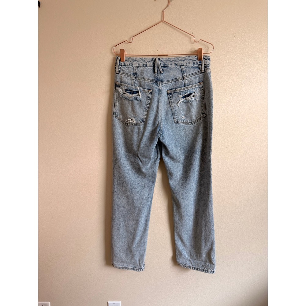 Good American Jeans Womens 6/28 Light Indigo Good 90s Distressed High Rise Acid - Picture 5 of 7